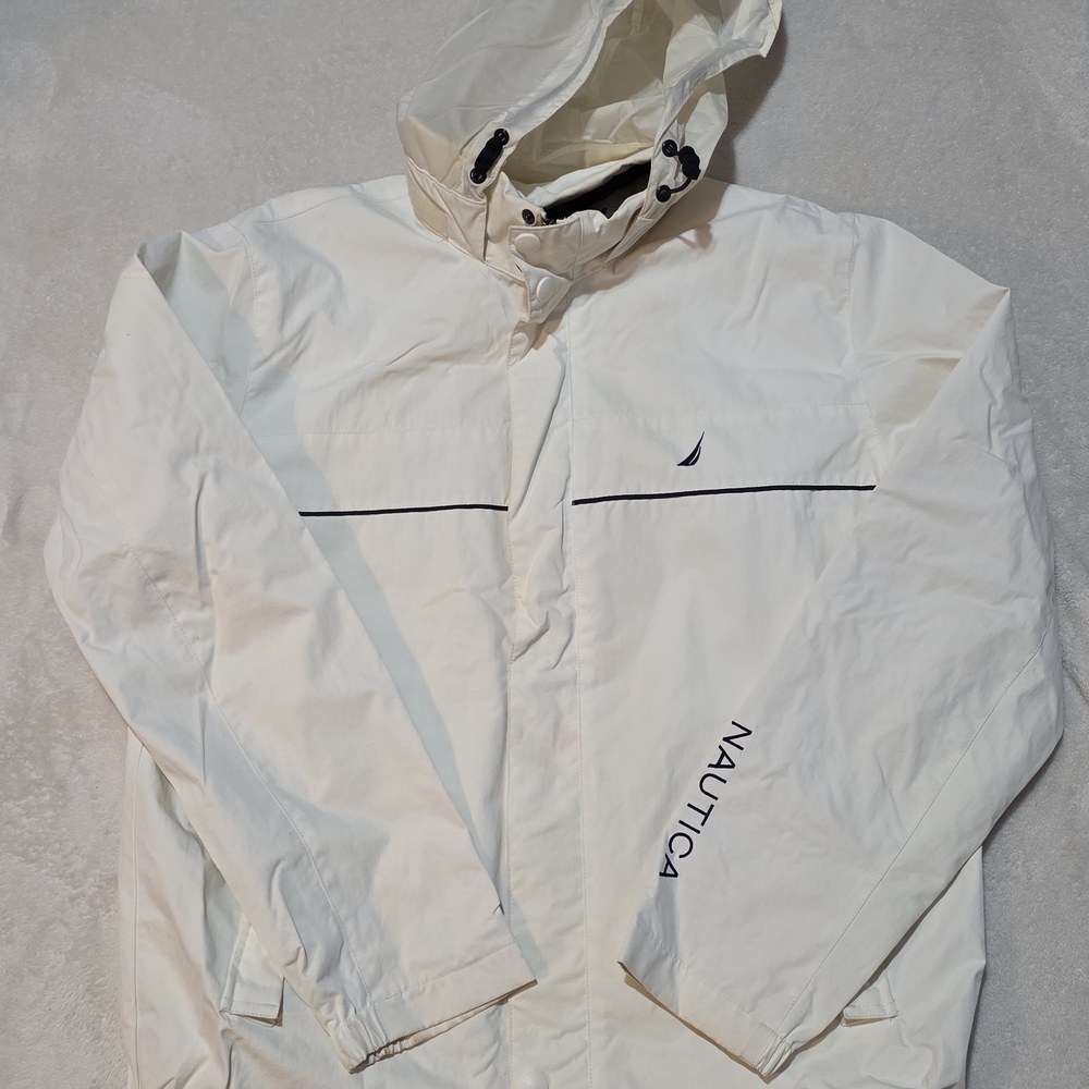 Nautica Men's Off-White Hooded Windbreaker
